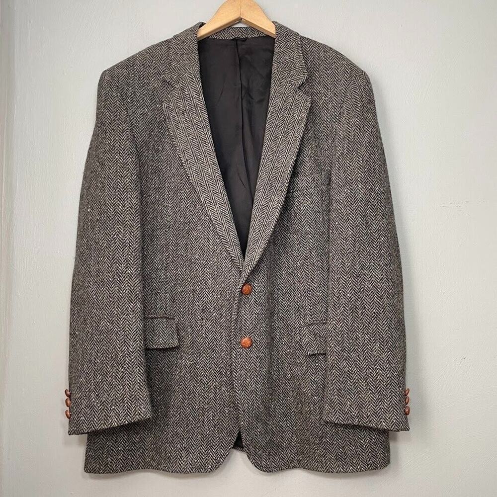 Levi Strauss Mens 48R Tailored Classics Gray Wool Herringbone Suit Coat Jacket